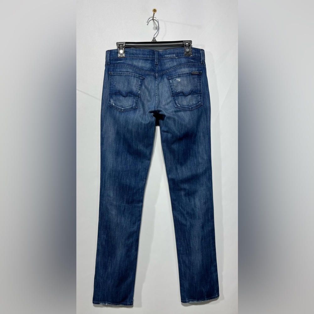 7 For All Mankind Dark Blue‎ Straight Leg Jeans Size 30 Inseam 34” - Picture 3 of 5
